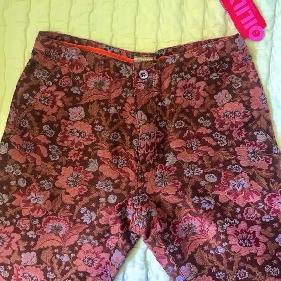 🌺STUNNING RETRO OILILY SPLIT FLARE LEG BROCADE PANTS NWT🌺 - Picture 3 of 6